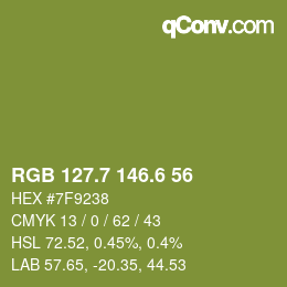 カラーコード: RGB 127.7 146.6 56 | qconv.com