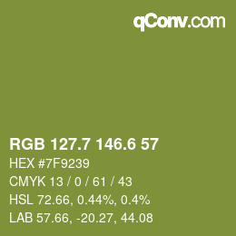 カラーコード: RGB 127.7 146.6 57 | qconv.com