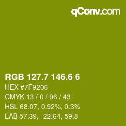 カラーコード: RGB 127.7 146.6 6 | qconv.com