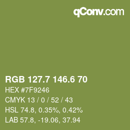 カラーコード: RGB 127.7 146.6 70 | qconv.com