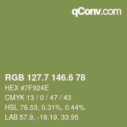 カラーコード: RGB 127.7 146.6 78 | qconv.com