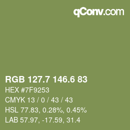 カラーコード: RGB 127.7 146.6 83 | qconv.com