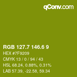 カラーコード: RGB 127.7 146.6 9 | qconv.com