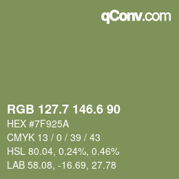 カラーコード: RGB 127.7 146.6 90 | qconv.com