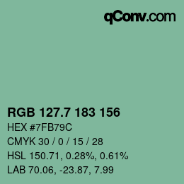 カラーコード: RGB 127.7 183 156 | qconv.com