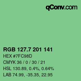 カラーコード: RGB 127.7 201 141 | qconv.com