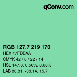 カラーコード: RGB 127.7 219 170 | qconv.com