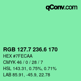 カラーコード: RGB 127.7 236.6 170 | qconv.com