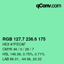 カラーコード: RGB 127.7 236.6 175 | qconv.com