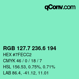 カラーコード: RGB 127.7 236.6 194 | qconv.com