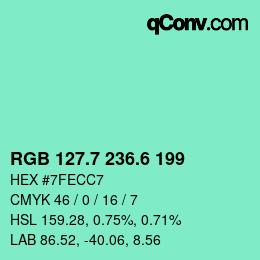 カラーコード: RGB 127.7 236.6 199 | qconv.com