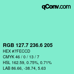 カラーコード: RGB 127.7 236.6 205 | qconv.com