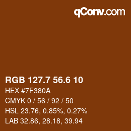 カラーコード: RGB 127.7 56.6 10 | qconv.com