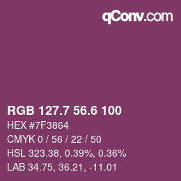 カラーコード: RGB 127.7 56.6 100 | qconv.com