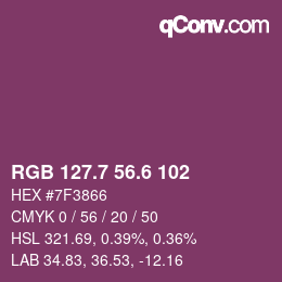 カラーコード: RGB 127.7 56.6 102 | qconv.com
