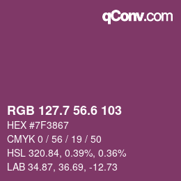 カラーコード: RGB 127.7 56.6 103 | qconv.com
