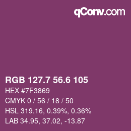 カラーコード: RGB 127.7 56.6 105 | qconv.com