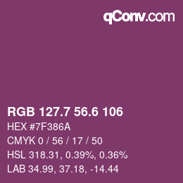カラーコード: RGB 127.7 56.6 106 | qconv.com
