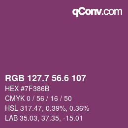 カラーコード: RGB 127.7 56.6 107 | qconv.com