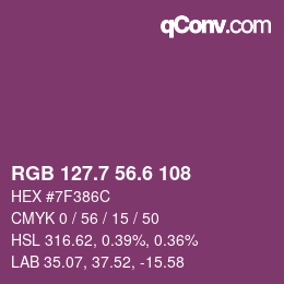 カラーコード: RGB 127.7 56.6 108 | qconv.com