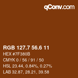 カラーコード: RGB 127.7 56.6 11 | qconv.com