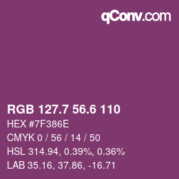 カラーコード: RGB 127.7 56.6 110 | qconv.com