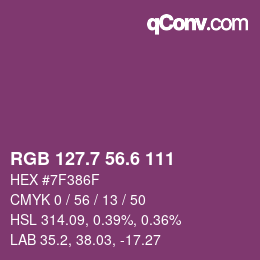 カラーコード: RGB 127.7 56.6 111 | qconv.com