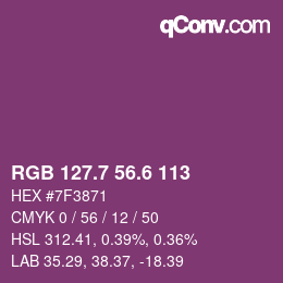 カラーコード: RGB 127.7 56.6 113 | qconv.com