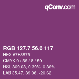カラーコード: RGB 127.7 56.6 117 | qconv.com