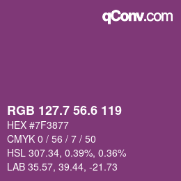 カラーコード: RGB 127.7 56.6 119 | qconv.com