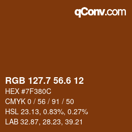 カラーコード: RGB 127.7 56.6 12 | qconv.com