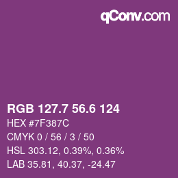 カラーコード: RGB 127.7 56.6 124 | qconv.com