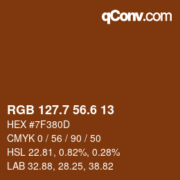 カラーコード: RGB 127.7 56.6 13 | qconv.com