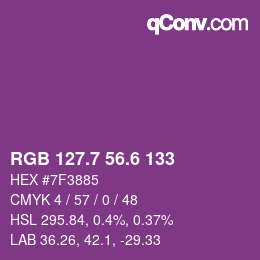カラーコード: RGB 127.7 56.6 133 | qconv.com