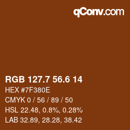 カラーコード: RGB 127.7 56.6 14 | qconv.com