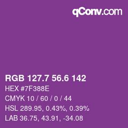 カラーコード: RGB 127.7 56.6 142 | qconv.com