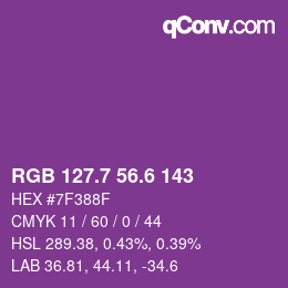 カラーコード: RGB 127.7 56.6 143 | qconv.com