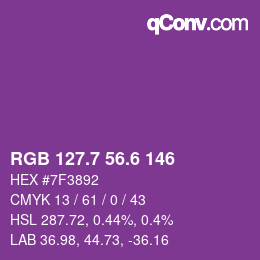 カラーコード: RGB 127.7 56.6 146 | qconv.com