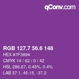 カラーコード: RGB 127.7 56.6 148 | qconv.com