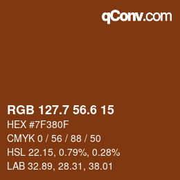 カラーコード: RGB 127.7 56.6 15 | qconv.com