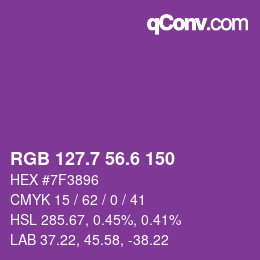 カラーコード: RGB 127.7 56.6 150 | qconv.com