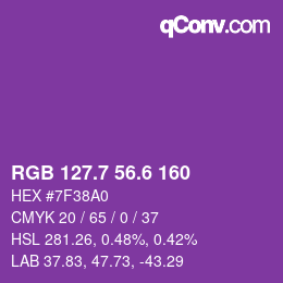カラーコード: RGB 127.7 56.6 160 | qconv.com