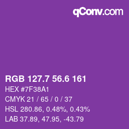 カラーコード: RGB 127.7 56.6 161 | qconv.com