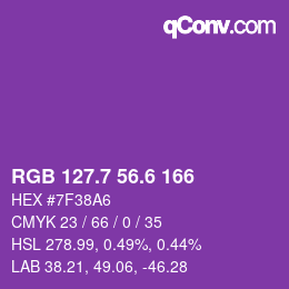 カラーコード: RGB 127.7 56.6 166 | qconv.com
