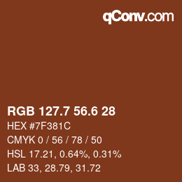 カラーコード: RGB 127.7 56.6 28 | qconv.com
