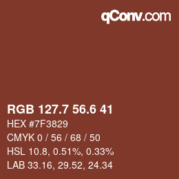 カラーコード: RGB 127.7 56.6 41 | qconv.com