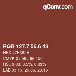 カラーコード: RGB 127.7 56.6 43 | qconv.com
