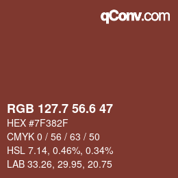 カラーコード: RGB 127.7 56.6 47 | qconv.com