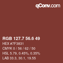 カラーコード: RGB 127.7 56.6 49 | qconv.com