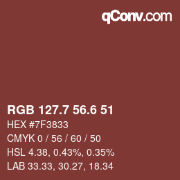 カラーコード: RGB 127.7 56.6 51 | qconv.com